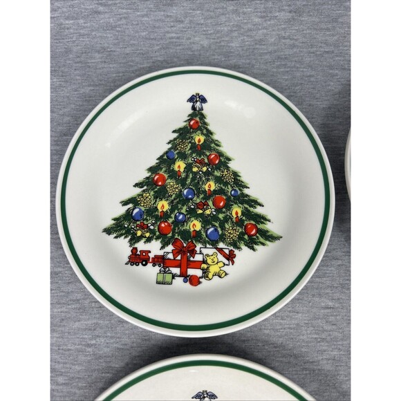 CHRISTMAS TREE Plates, 4 Small 7.5”, Stone Ware, Lynn’s, Vintage - Picture 4 of 16